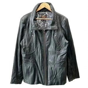 Vintage  Danier Leather Moto Jacket Zippered Blazer Coat Black Size XL